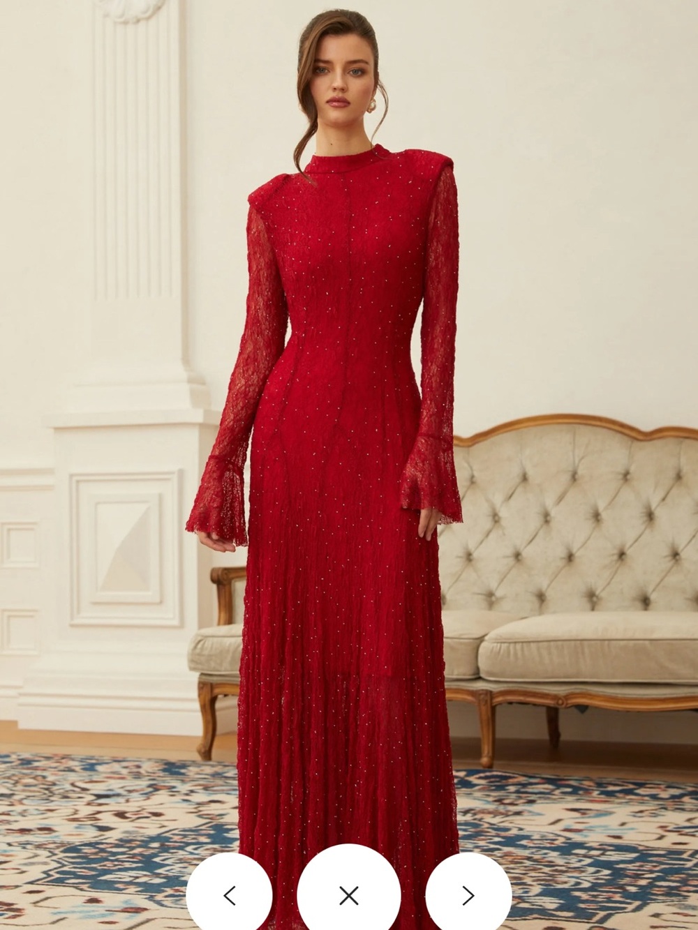 Justyna Red Rhinestone dress